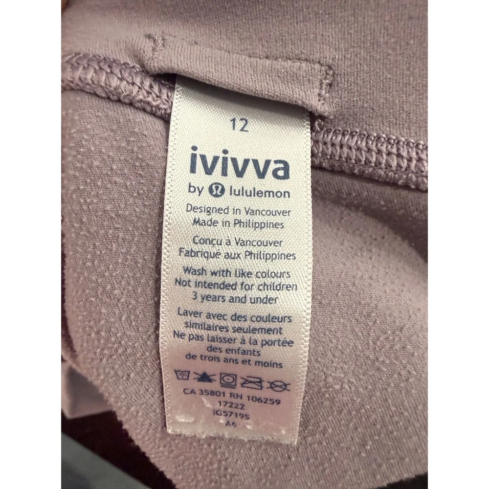 Ivivva by Lululemon Girls Purple High Rise Athletic Leggings‎ Size 12